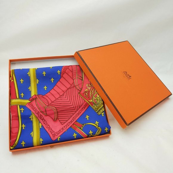 Hermes Accessories - Hermes scarf Carre 90 Blue Silk100%